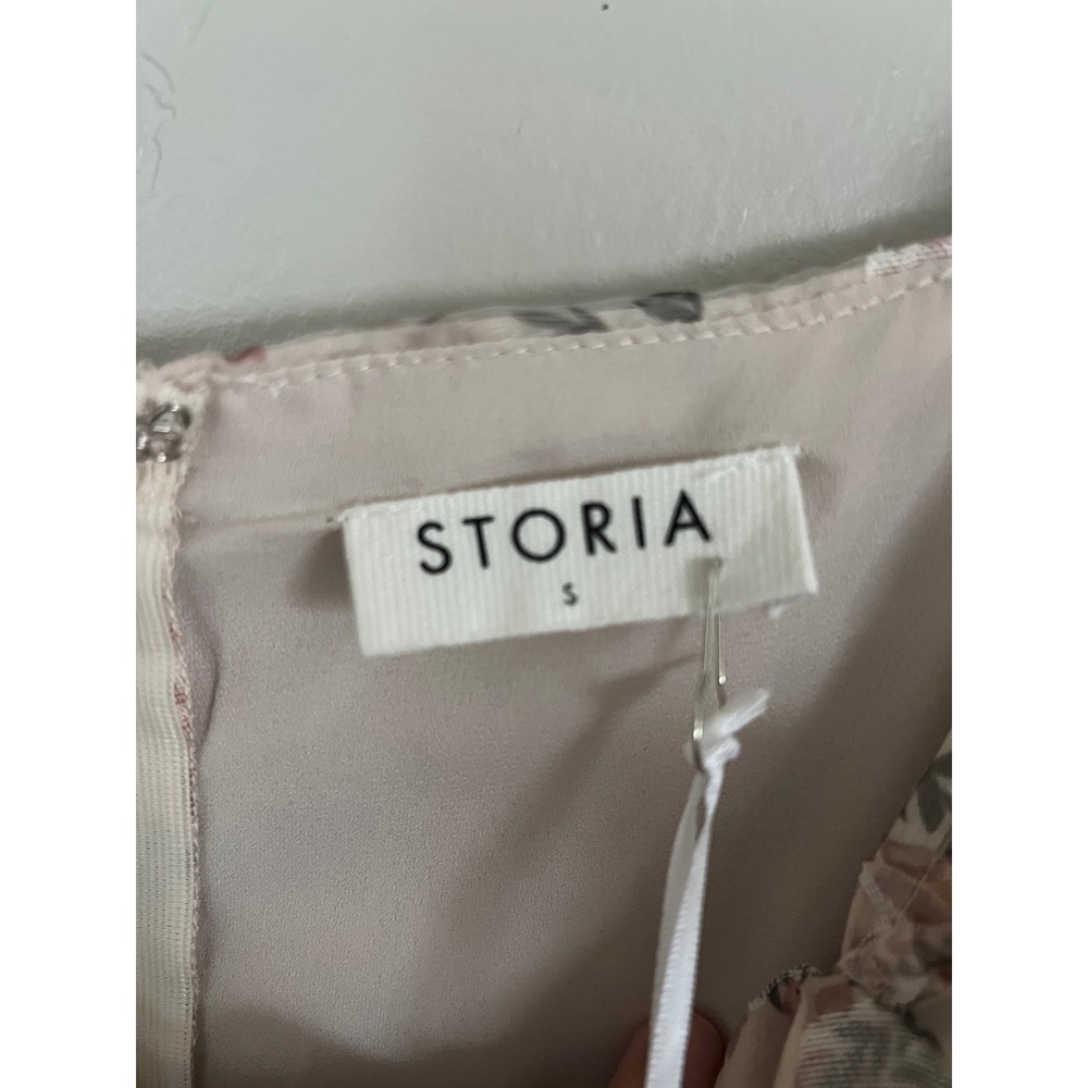 Storia Floral Organza Maxi Dress Puff Sleeve Cutout‎ Waist Small NWT Cottagecore - Picture 10 of 11